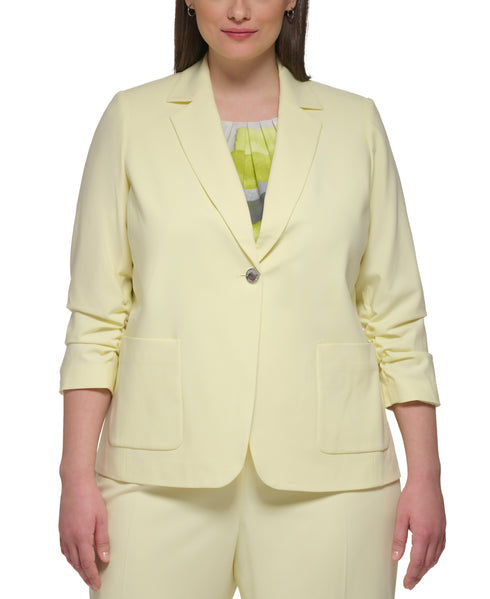 Plus Size Lux 3/4-Sleeve One-Button Blazer